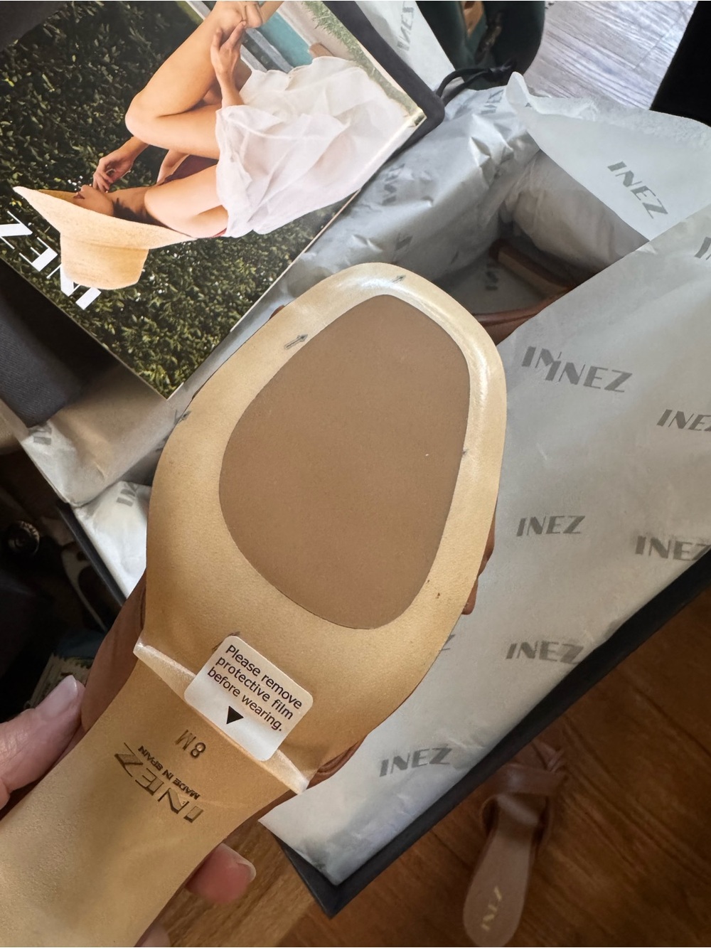 Isa Leather Knot Slide Heels Tan *NIB NEVER WORN - protective film still on shoe - Picture 14 of 16